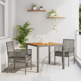 Conjunto de Comedor de Jardín 3 pcs Gris Poliratán