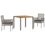 Conjunto de Comedor de Jardín 3 pcs Gris Poliratán