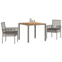 Conjunto de Comedor de Jardín 3 pcs Gris Poliratán