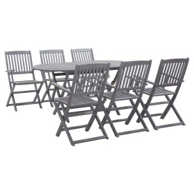 7-piece solid acacia wood garden dining set in gray. by vidaXL, Garden sets - Ref: Foro24-278923, Price: 429,16 €, Discount: %