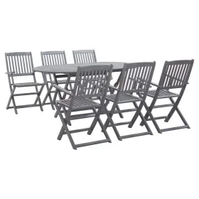 7-piece solid acacia wood garden dining set in gray. by vidaXL, Garden sets - Ref: Foro24-278923, Price: 409,59 €, Discount: %