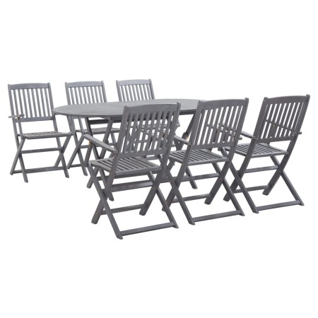 7-piece solid acacia wood garden dining set in gray. by vidaXL, Garden sets - Ref: Foro24-278923, Price: 429,16 €, Discount: %