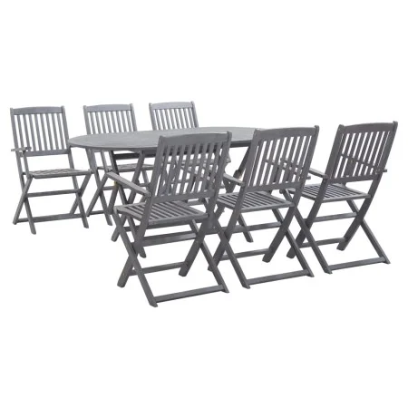 7-teiliges Garten-Esszimmerset aus massivem Akazienholz grau von vidaXL, Gartensets - Ref: Foro24-278923, Preis: 415,42 €, Ra...