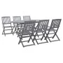 7-piece solid acacia wood garden dining set in gray. by vidaXL, Garden sets - Ref: Foro24-278923, Price: 415,42 €, Discount: %