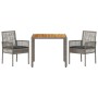Conjunto de Comedor de Jardín 3 pcs Gris Poliratán