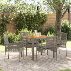 Conjunto de Comedor de Jardín 5 pcs Gris Poliratán