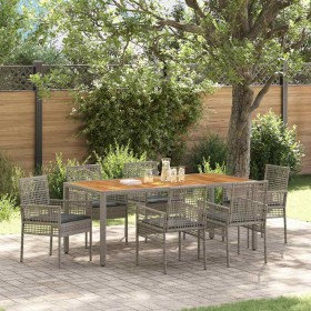 Conjunto de Comedor de Jardín 7 pcs Gris Poliratán