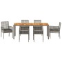 Conjunto de Comedor de Jardín 7 pcs Gris Poliratán