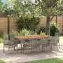 Conjunto de Comedor de Jardín 9 pcs Gris Poliratán