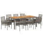 Conjunto de Comedor de Jardín 9 pcs Gris Poliratán