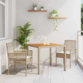 Conjunto de Comedor de Jardín 3 pcs Beige Poliratán