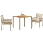 Conjunto de Comedor de Jardín 3 pcs Beige Poliratán