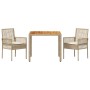 Conjunto de Comedor de Jardín 3 pcs Beige Poliratán