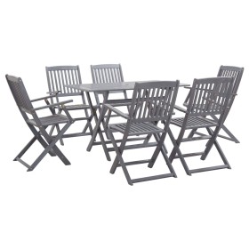 Garden dining set 7 pieces solid gray acacia wood by vidaXL, Garden sets - Ref: Foro24-278922, Price: 406,06 €, Discount: %