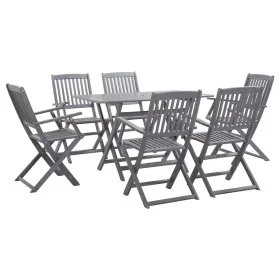 Garden dining set 7 pieces solid gray acacia wood by vidaXL, Garden sets - Ref: Foro24-278922, Price: 381,49 €, Discount: %