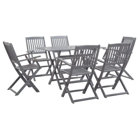 Juego de comedor de jardín 7 pzas madera maciza de acacia gris de vidaXL, Conjuntos de jardín - Ref: Foro24-278922, Precio: 3...