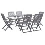 Garten-Essgruppe 7-teilig aus massivem grauem Akazienholz von vidaXL, Gartensets - Ref: Foro24-278922, Preis: 406,06 €, Rabat...