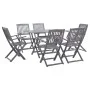 Juego de comedor de jardín 7 pzas madera maciza de acacia gris de vidaXL, Conjuntos de jardín - Ref: Foro24-278922, Precio: 3...