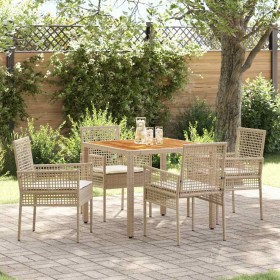 Conjunto de Comedor de Jardín 5 pcs Beige Poliratán