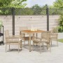 Conjunto de Comedor de Jardín 5 pcs Beige Poliratán