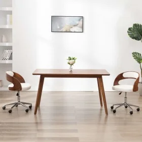 Drehbare Esszimmerstühle, 2 Stück, gebogenes Holz, weißes Leder von vidaXL, Essstühle - Ref: Foro24-3054911, Preis: 240,39 €,...