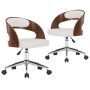 Sillas de comedor giratorias 2 uds madera curvada cuero blanco de vidaXL, Sillas de comedor - Ref: Foro24-3054911, Precio: 24...