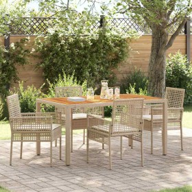 Conjunto de Comedor de Jardín 5 pcs Beige Poliratán