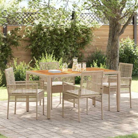 Conjunto de Comedor de Jardín 5 pcs Beige Poliratán