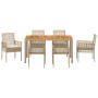Conjunto de Comedor de Jardín 7 pcs Beige Poliratán