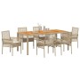 Conjunto de Comedor de Jardín 7 pcs Beige Poliratán