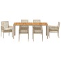 Conjunto de Comedor de Jardín 7 pcs Beige Poliratán