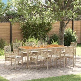 Conjunto de Comedor de Jardín 9 pcs Beige Poliratán en Conjuntos de jardín | Comprar online en Foro24