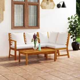 Gartenmöbel 4 Stk. cremefarbene Kissen massives Akazienholz von vidaXL, Gartensets - Ref: Foro24-3057771, Preis: 427,84 €, Ra...