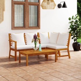 Gartenmöbel 4 Stk. cremefarbene Kissen massives Akazienholz von vidaXL, Gartensets - Ref: Foro24-3057771, Preis: 460,19 €, Ra...