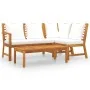 4-piece garden furniture set with cream cushions, made of solid acacia wood. by vidaXL, Garden sets - Ref: Foro24-3057771, Pr...