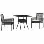 Conjunto de Comedor de Jardín 3 pcs Negro Poliratán