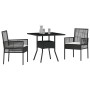 Conjunto de Comedor de Jardín 3 pcs Negro Poliratán