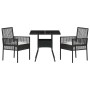 Conjunto de Comedor de Jardín 3 pcs Negro Poliratán