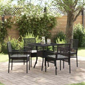 Conjunto de Comedor de Jardín 5 pcs Negro Poliratán