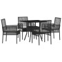 Conjunto de Comedor de Jardín 5 pcs Negro Poliratán