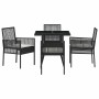 Conjunto de Comedor de Jardín 5 pcs Negro Poliratán
