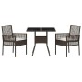 Conjunto de Comedor de Jardín 3 pcs Marrón Poliratán