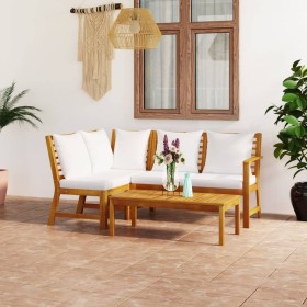 Garden furniture 4 pcs cream cushions solid acacia wood by vidaXL, Garden sets - Ref: Foro24-3057772, Price: 412,86 €, Discou...