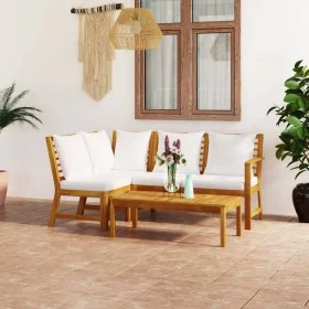 Garden furniture 4 pcs cream cushions solid acacia wood by vidaXL, Garden sets - Ref: Foro24-3057772, Price: 405,29 €, Discou...