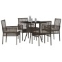 Conjunto de Comedor de Jardín 5 pcs Marrón Poliratán