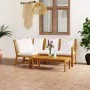 Muebles de jardín 4 pzas cojines crema madera maciza de acacia de vidaXL, Conjuntos de jardín - Ref: Foro24-3057772, Precio: ...
