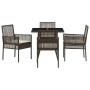 Conjunto de Comedor de Jardín 5 pcs Marrón Poliratán