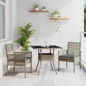 Conjunto de Comedor de Jardín 3 pcs Gris Poliratán