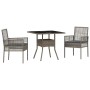 Conjunto de Comedor de Jardín 3 pcs Gris Poliratán