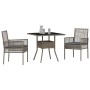 Conjunto de Comedor de Jardín 3 pcs Gris Poliratán